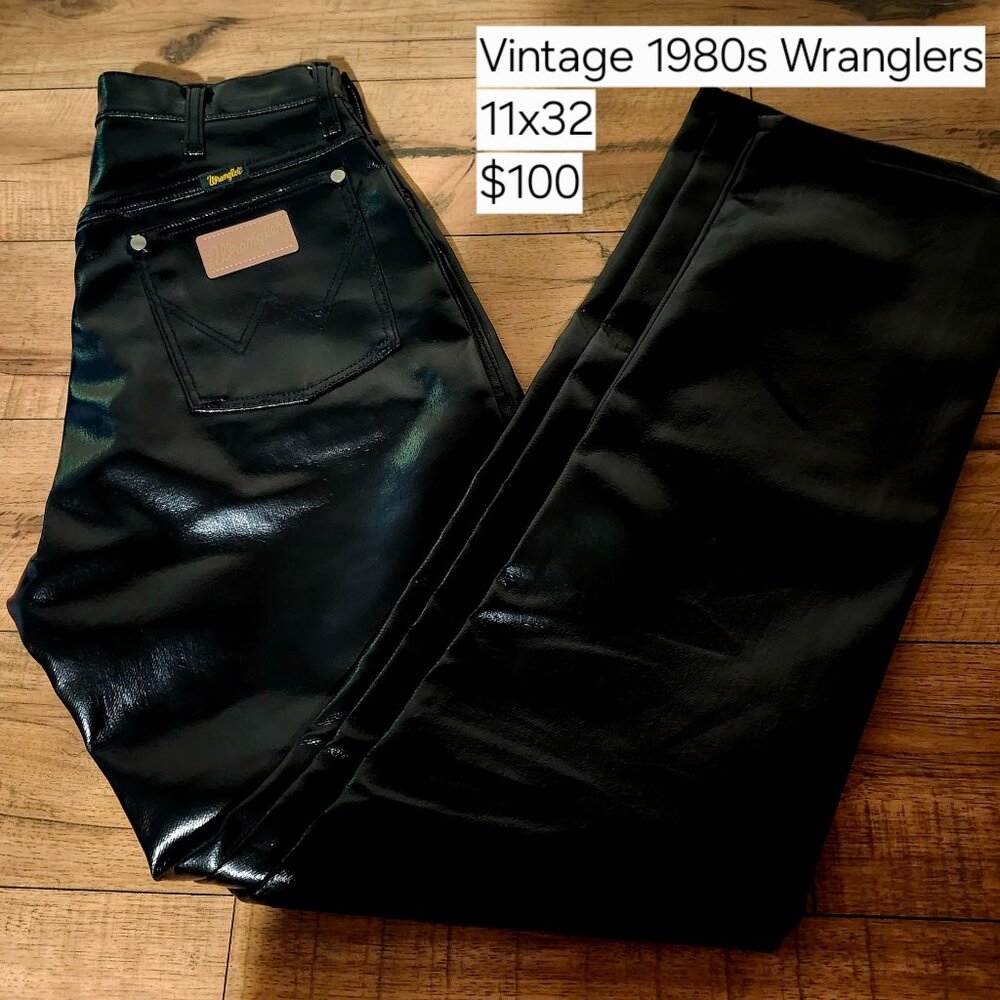 Vintage Wrangler Black Leather Pleather Jeans